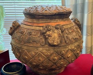 Large lidded  African vessel