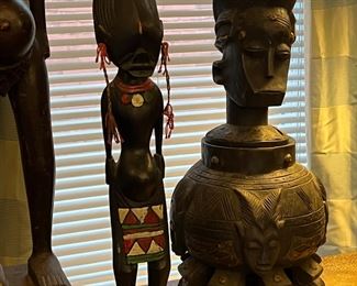 African statue and covered African vessel
