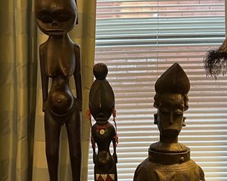 African statues and covered African vessel