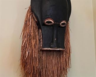 Wonderful bold Guro style African mask with old auction tag. 