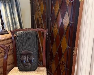 Pair of art glass windows