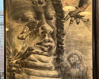 Wonderful, large tribal, drawing in titled tribute