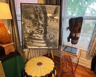 Wonderful, large tribal, drawing in titled tribute