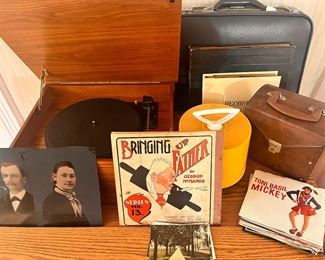 Pair of Beautiful hand colored tin types, Retro record holder , Bringing up father 