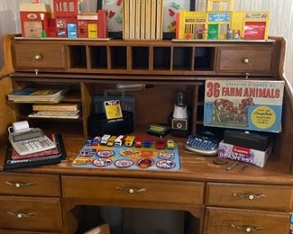 roll top desk and goodies 