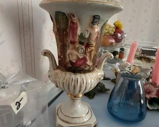 Capodimonte Nude/topless figures on vase