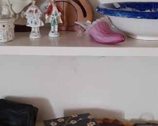 Venetian glass pink shoe  and misc