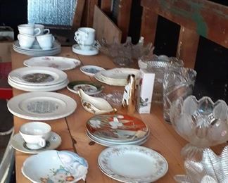 Aluminum extension ladder.....more plates, platters, bowls, and crystal