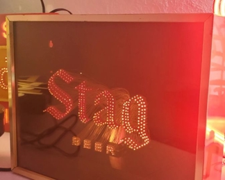 Vintage Fiberoptic Stag Beer Lighted Shadow Box Illuminated Sign