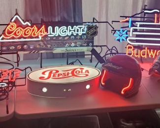 Awesome Collection Vintage Modern Neon Signs and Lighting Miller High Life HOT STUFF Coors LIGHT Budweiser Coca Cola Pepsi Cola Bu Budweiser NFL St.Louis Blues Hockey Mask Have a Pepsi