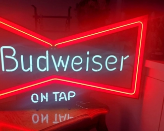Vintage Budweiser On Tap Bow Tie Neon Sign