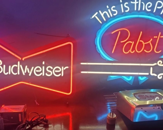 Vintage Budweiser Bow Tie Guitar Neon Light