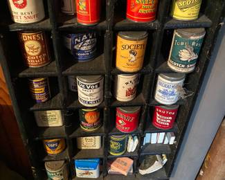 Antique Snuff Cans with Shelf
