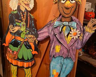 Vintage Moveable Witch and Scarecrow.