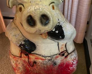 Antique 1920's Chalkware HUGE Pig, Rescued from a Carnival