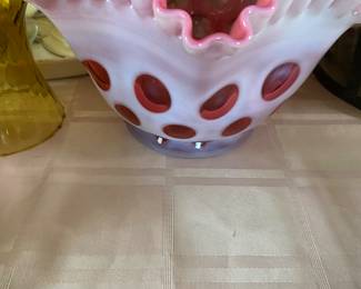 Antique Fenton Cranberry Dot Coin