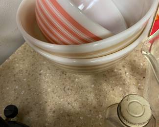 Vintage Pyrex Rainbow Striped Mixing Bowls