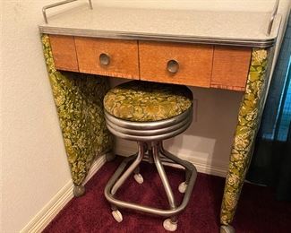 MID CENTURY FORMICA AND CHROME DESK AWESOME PIECE.