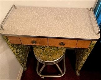 MID CENTURY FORMICA AND CHROME DESK AWESOME PIECE.
