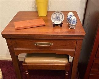 VINTAGE SEWING CABINET WITH BENCH