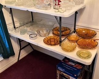 VARIETY OF GORGEOUS CRYSTAL AND OTHER SERVING PIECES.
