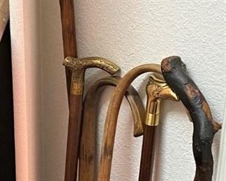 VINTAGE CANES AND WALKING STICK.