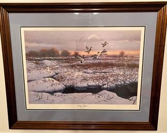 DUCKS UNLIMITED 1986 NUMBERED PRINT "EARLY WINTER" BY JIM MORGAN. 2625/5000. BEAUTIFULLY FRAMED.
