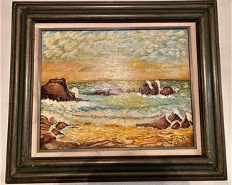 VINTAGE OIL BY W.J. BOMAR OCEAN WAVES.