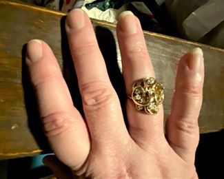 14K YELLOW GOLD AND DIAMOND RING. MORE AT SALE.
