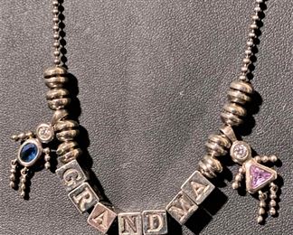 STERLING SILVER GRANDMA NECKLACE.