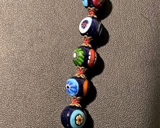 BEAUTIFUL ITALIAN MILLEFIORI BEAD NECKLACE.