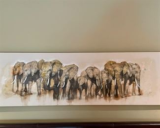 Alicia Suarez “African Elephants” mixed media on canvas