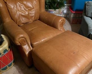 Leather Chair and Ottoman