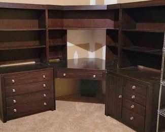 3 Piece Desk Unit With Upper Shelves