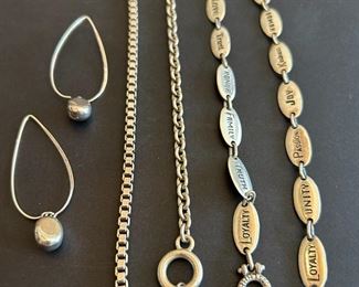 4 Sterling Silver Bracelets Pair Of Earrings