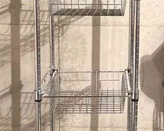 5 Tier Metal Shelf W 2 Sliding Baskets