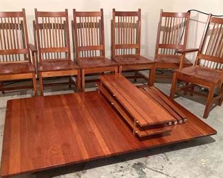 Amish Made Wood Dining Table W 6 Chairs