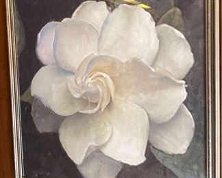 Ballard Designs Framed Art And Two Faux Rose Topiaries