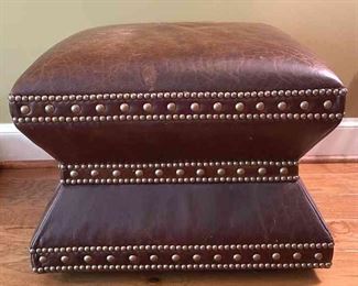 Brown Leather Ottoman On Wheels
