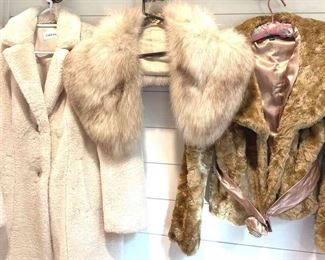 Calvin Klein Knee Length Faux Fur Coat M,Kenneth Cole Reaction Evening JacketM And Fur Stole
