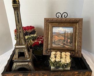 Framed Vintage Painting, Eiffel Tower Figurine, More