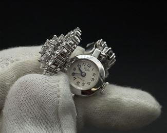 Custom Made, Vintage 12.22 Carat Diamond Peek-a-Boo Watch Bracelet from Prominent Minnesota Estate in Platinum