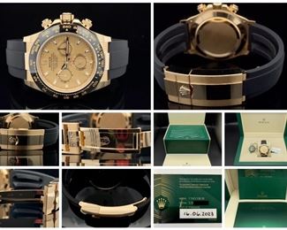 2023 Rolex Daytona 116518LN 18k Gold Champagne Dial 40mm Watch with Box, Tags, and Card