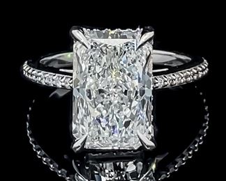 Glamorous 5.28 Carat Diamond Hidden Halo Ring in 14k White Gold, Excellent Cut, Incredible Sparkle - G Color/VS Clarity w/ IGI Certification