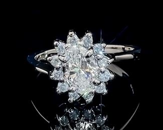 Sparkling 1.51 Carat Diamond Snowflake Flower Cluster Ring in 14k White Gold
