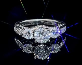 Cubic Zirconia Three-Stone Anniversary-Style Ring