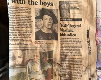 The newspaper article for when Carl P. Mayfield stopped working at KDF.
