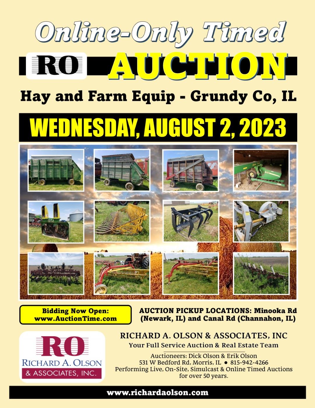 Hay and Farm Equipment Grundy Co, IL starts on 7/28/2023