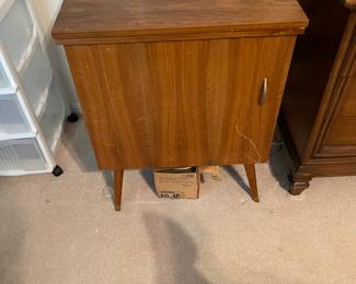 Mid Century Modern sewing cabinet with Pfaff machine 