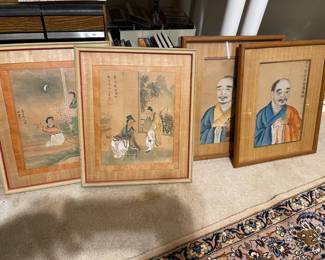Vintage Asian watercolor paintings 